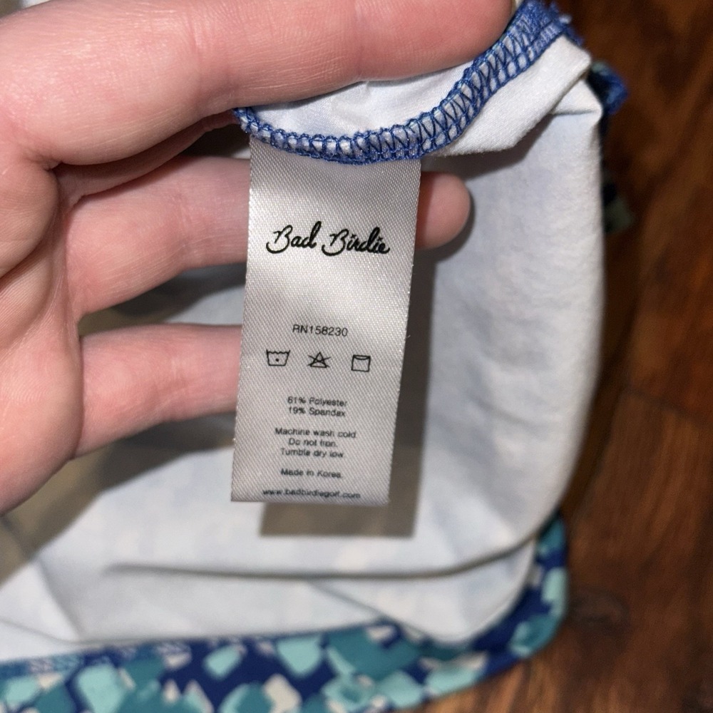 Bad Birdie Performance 1/4 Zip Pullover Mens 2XL Blue Geometric Aqua Long Sleeve - Picture 7 of 7